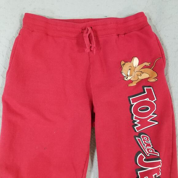 Tom and Jerry sweatpants lounge pants women's large red Pockets fleece flawed - Picture 2 of 12